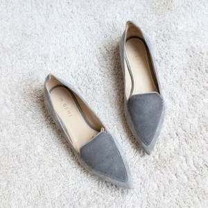 M. Gemi The Stellato Gray Suede Pony Flats Loafers Pointed Toe Shoes, size 40.5