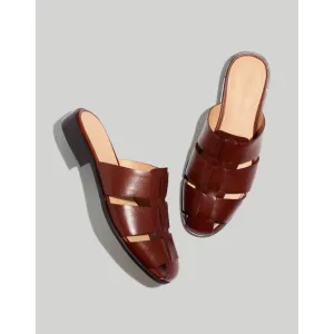 Madewell The Dixson Fisherman Mule Flats Leather Apple Butter Brown Sz 6 NK031