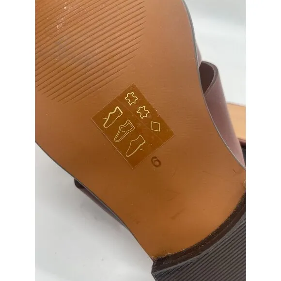 Madewell The Dixson Fisherman Mule Flats Leather Apple Butter Brown Sz 6 NK031