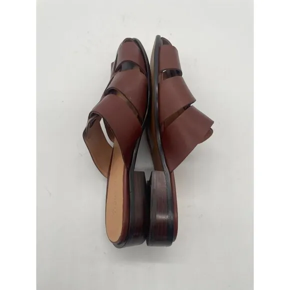 Madewell The Dixson Fisherman Mule Flats Leather Apple Butter Brown Sz 6 NK031