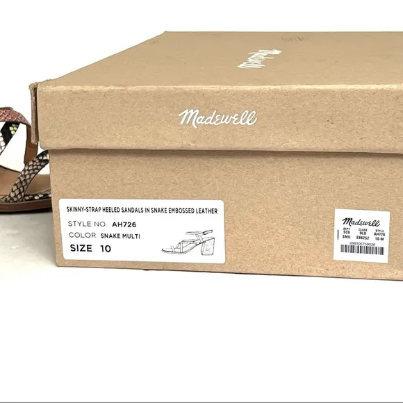 Madewell The Edie Snake Print Embossed Leather Sandal Shoes Size 10 New