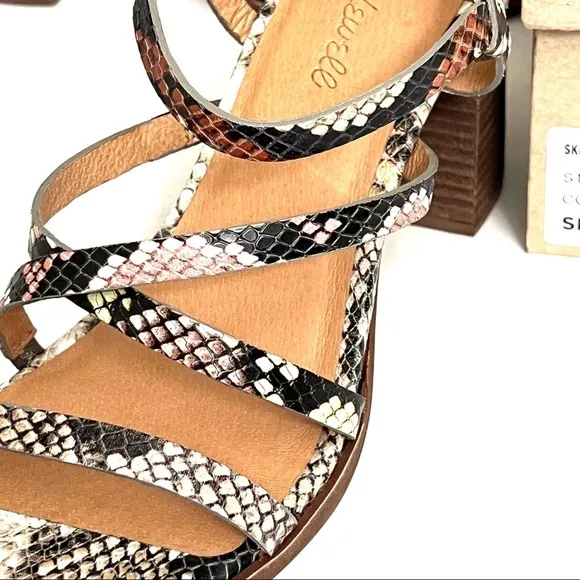 Madewell The Edie Snake Print Embossed Leather Sandal Shoes Size 10 New