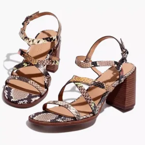Madewell The Edie Snake Print Embossed Leather Sandal Shoes Size 10 New