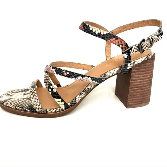 Madewell The Edie Snake Print Embossed Leather Sandal Shoes Size 10 New