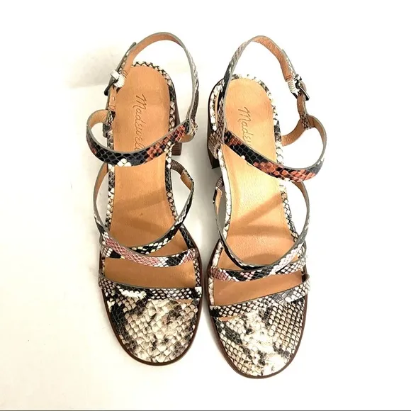 Madewell The Edie Snake Print Embossed Leather Sandal Shoes Size 10 New