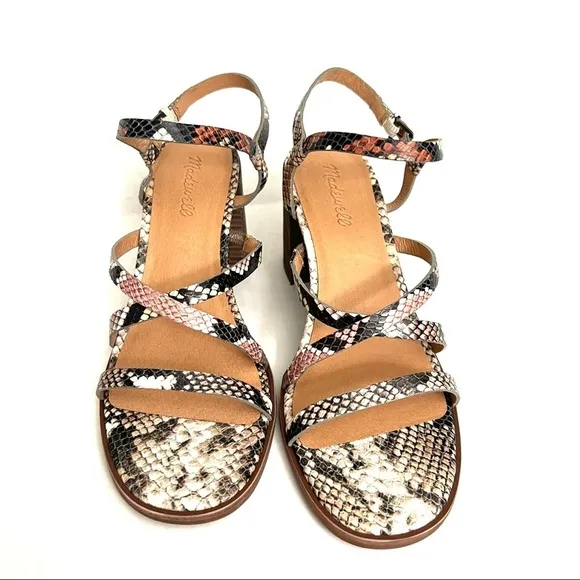 Madewell The Edie Snake Print Embossed Leather Sandal Shoes Size 10 New