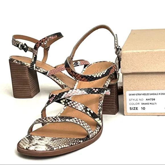 Madewell The Edie Snake Print Embossed Leather Sandal Shoes Size 10 New