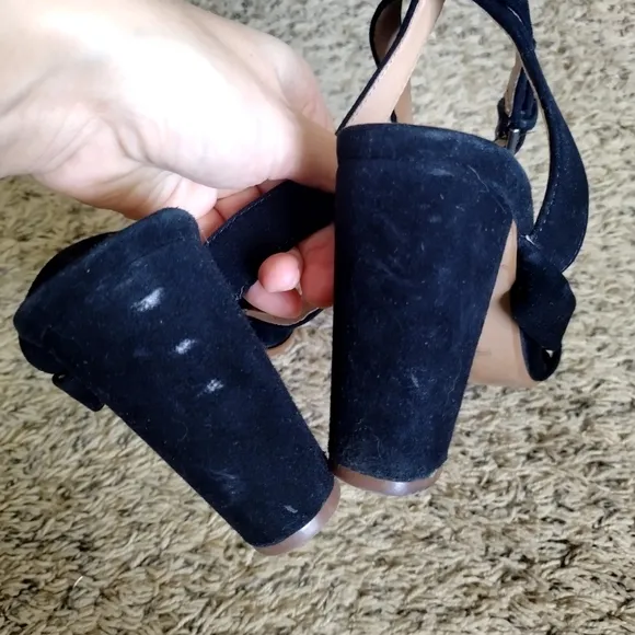 Madewell the liv strappy sandals in black suede sz 11