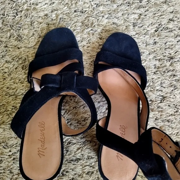Madewell the liv strappy sandals in black suede sz 11