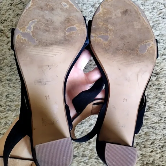 Madewell the liv strappy sandals in black suede sz 11