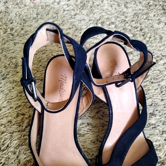 Madewell the liv strappy sandals in black suede sz 11