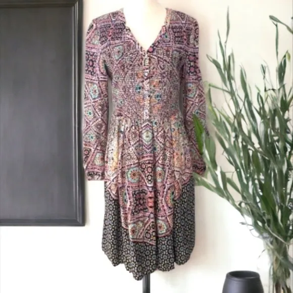 Maeve by Anthropologie Tiled Amethyst Shirt Dress