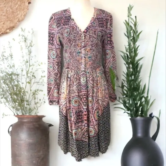 Maeve by Anthropologie Tiled Amethyst Shirt Dress