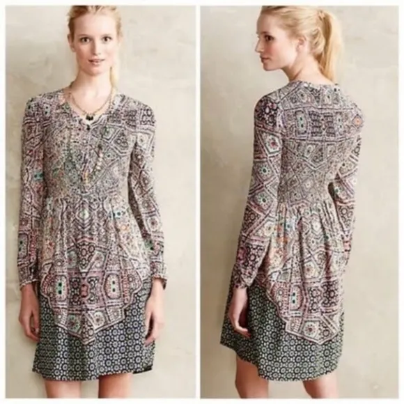 Maeve by Anthropologie Tiled Amethyst Shirt Dress