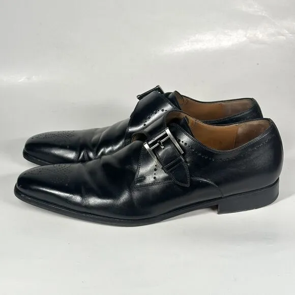Magnanni Black Single Monk Strap Dress Shoes 18824 Mens Size 9.5 M Made In Spain