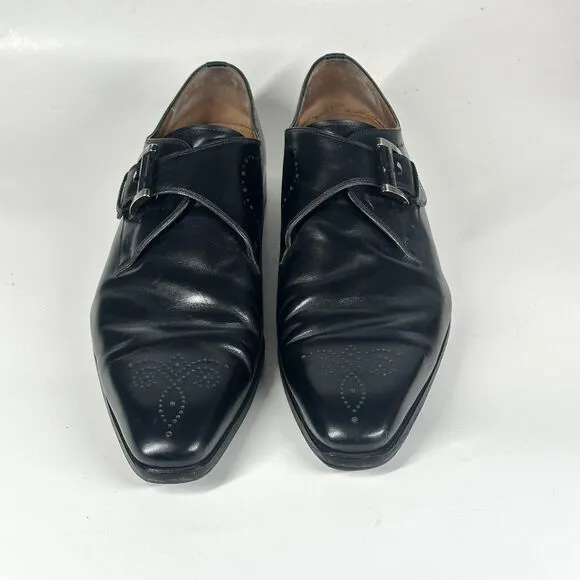 Magnanni Black Single Monk Strap Dress Shoes 18824 Mens Size 9.5 M Made In Spain