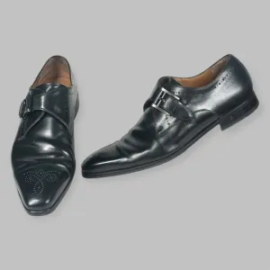 Magnanni Black Single Monk Strap Dress Shoes 18824 Mens Size 9.5 M Made In Spain
