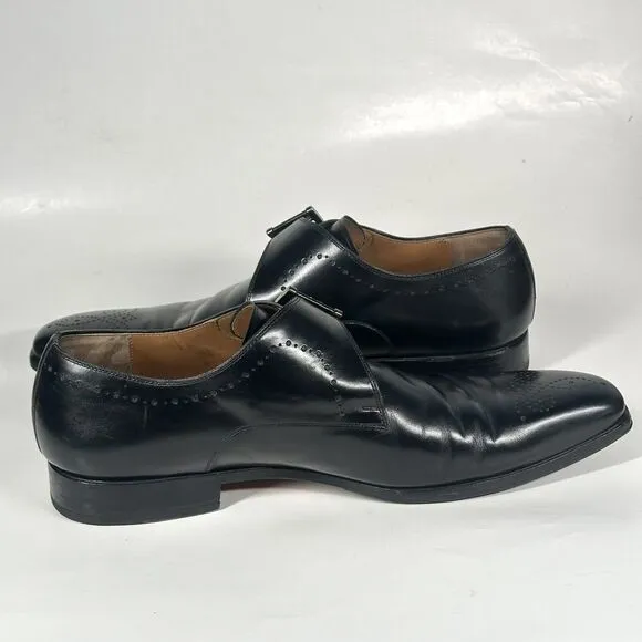 Magnanni Black Single Monk Strap Dress Shoes 18824 Mens Size 9.5 M Made In Spain