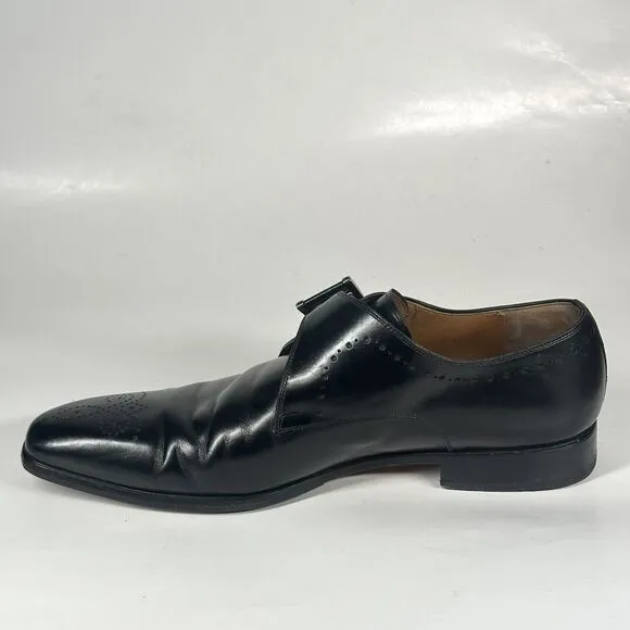 Magnanni Black Single Monk Strap Dress Shoes 18824 Mens Size 9.5 M Made In Spain