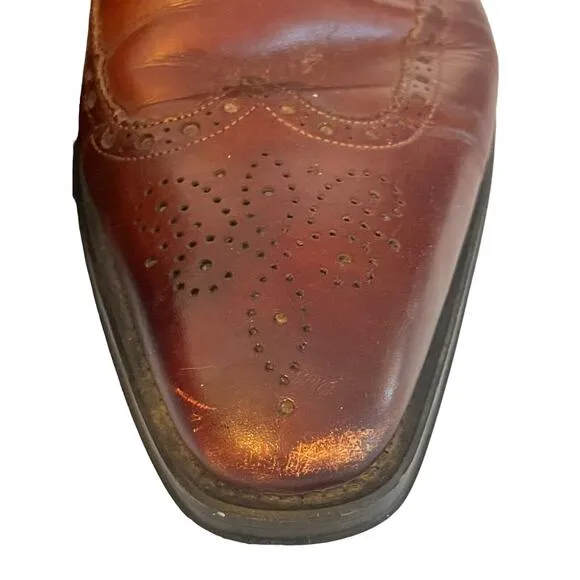 Magnanni Brogue Wingtip Derby Dress Shoes •Men 11• Burnished Brown Lace Up