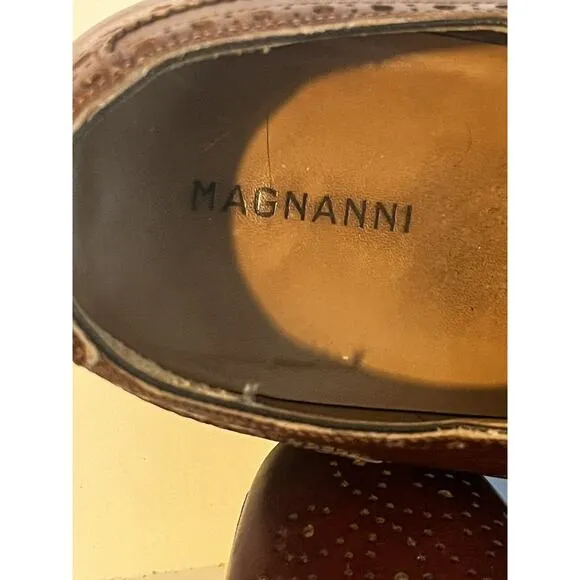 Magnanni Brogue Wingtip Derby Dress Shoes •Men 11• Burnished Brown Lace Up