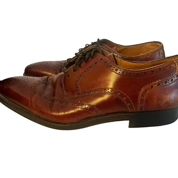 Magnanni Brogue Wingtip Derby Dress Shoes •Men 11• Burnished Brown Lace Up