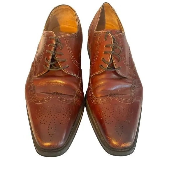 Magnanni Brogue Wingtip Derby Dress Shoes •Men 11• Burnished Brown Lace Up