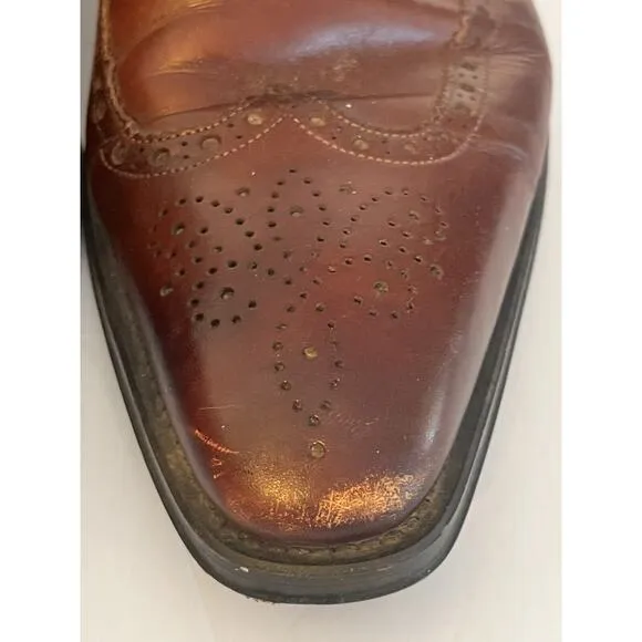 Magnanni Brogue Wingtip Derby Dress Shoes •Men 11• Burnished Brown Lace Up
