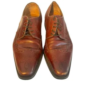 Magnanni Brogue Wingtip Derby Dress Shoes •Men 11• Burnished Brown Lace Up