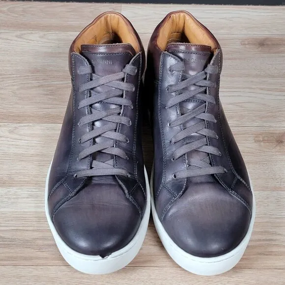 Magnanni Costa Mid Shoes Mens Size 9 Gray Brown Leather Suede Sneakers