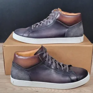 Magnanni Costa Mid Shoes Mens Size 9 Gray Brown Leather Suede Sneakers