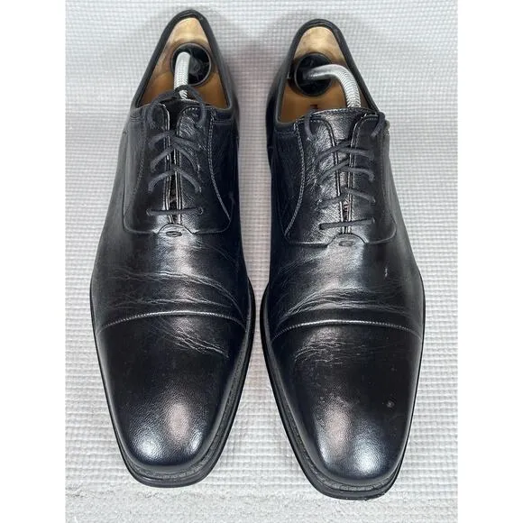 Magnanni Federico $298 Men's Oxford Dress Shoes Size 9.5 D Fits 10.5 Black 12654