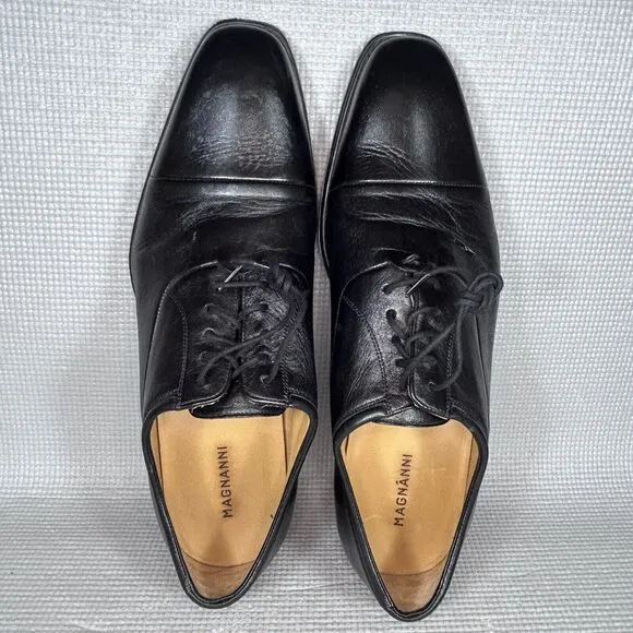 Magnanni Federico $298 Men's Oxford Dress Shoes Size 9.5 D Fits 10.5 Black 12654