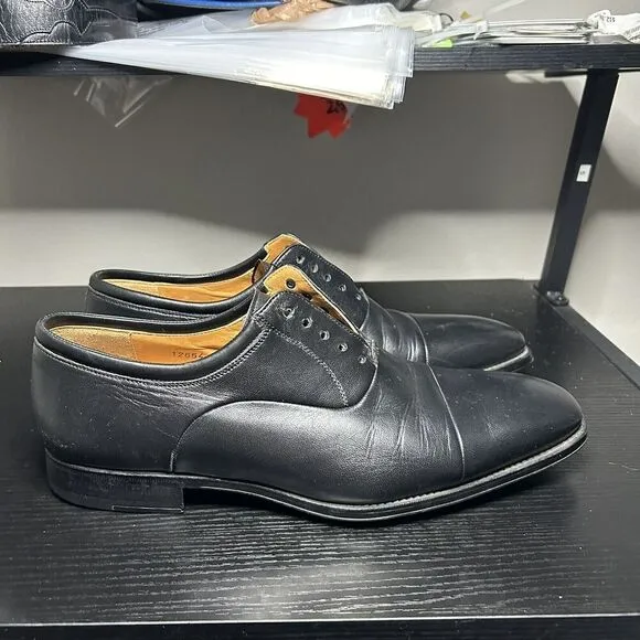 Magnanni Mens Size 10 D Black Cap Toe Oxford Dress Shoes