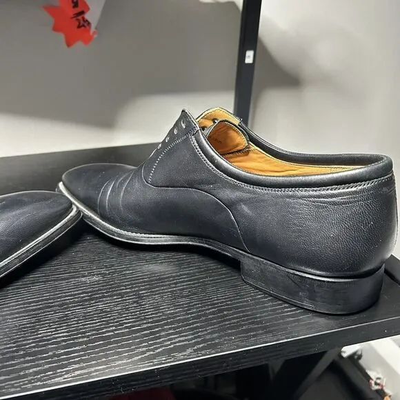 Magnanni Mens Size 10 D Black Cap Toe Oxford Dress Shoes