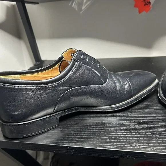 Magnanni Mens Size 10 D Black Cap Toe Oxford Dress Shoes