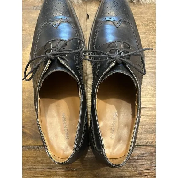 Magnanni Sergio Wingtip Oxford 13974 Black Leather Dress Shoes Mens Size 11 M US