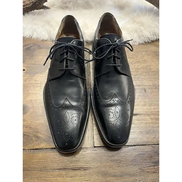 Magnanni Sergio Wingtip Oxford 13974 Black Leather Dress Shoes Mens Size 11 M US