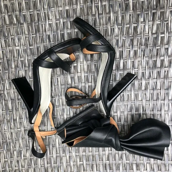 Maison Martin Margiela Leather Ankle-Bow Strappy Heel Sandals Size 36EU NEW