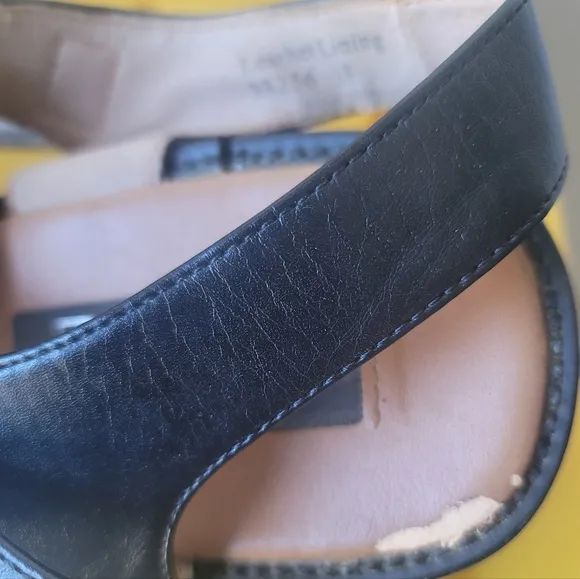 Majestic Collection Black Leather Open Closed Toe Slingback Sandals Shoes 13