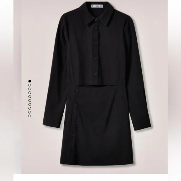 Mango MNG - NWOT black cutout button front mini shirt dress