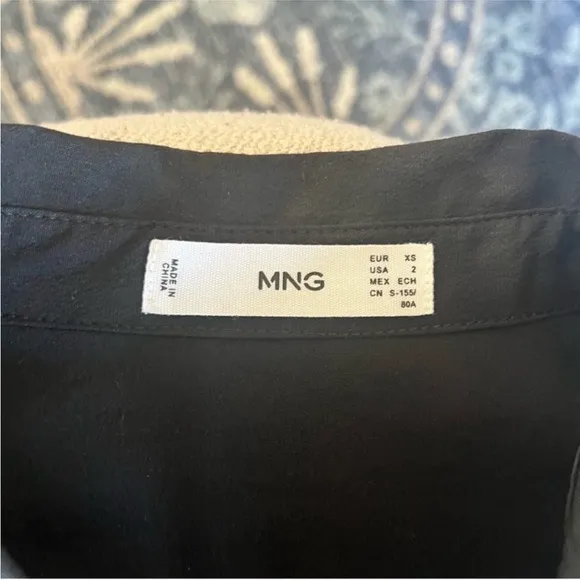 Mango MNG - NWOT black cutout button front mini shirt dress