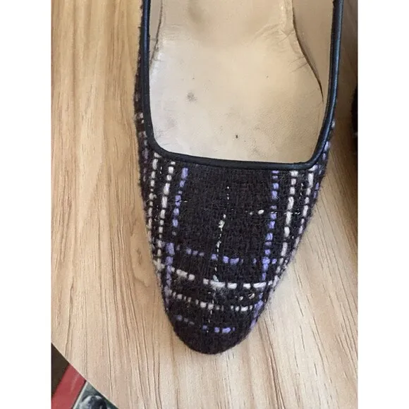 Manolo Blahnik BB Tweed Pumps Heels Black Purple Pink Shoes Size 36 Pre-owned