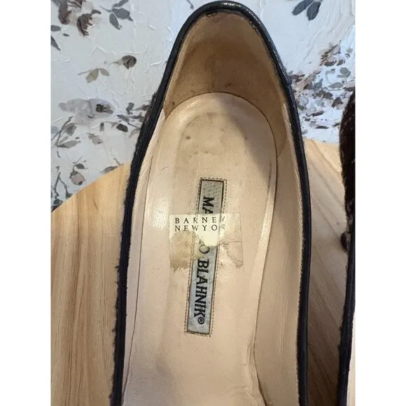 Manolo Blahnik BB Tweed Pumps Heels Black Purple Pink Shoes Size 36 Pre-owned
