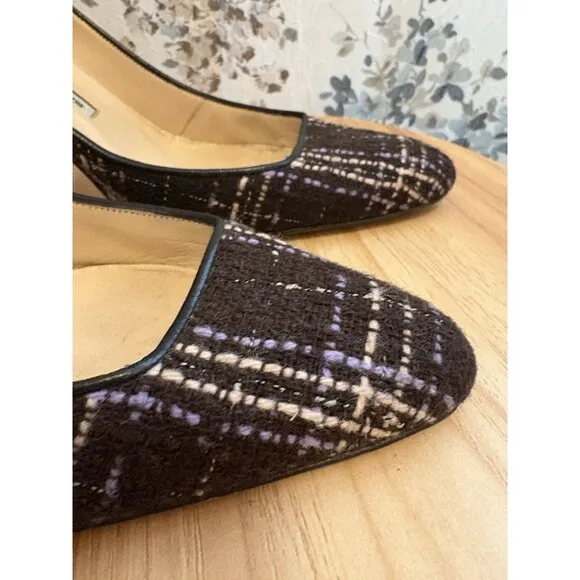 Manolo Blahnik BB Tweed Pumps Heels Black Purple Pink Shoes Size 36 Pre-owned
