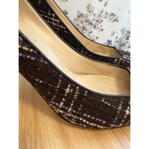 Manolo Blahnik BB Tweed Pumps Heels Black Purple Pink Shoes Size 36 Pre-owned