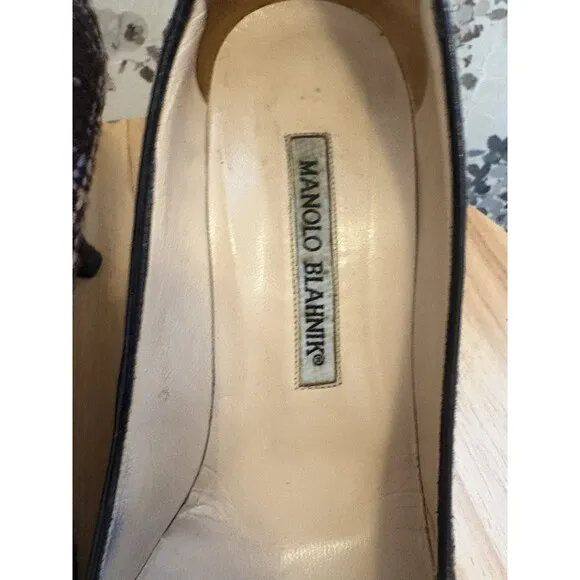 Manolo Blahnik BB Tweed Pumps Heels Black Purple Pink Shoes Size 36 Pre-owned
