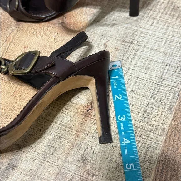 Manolo Blahnik brown leather high heel sandals