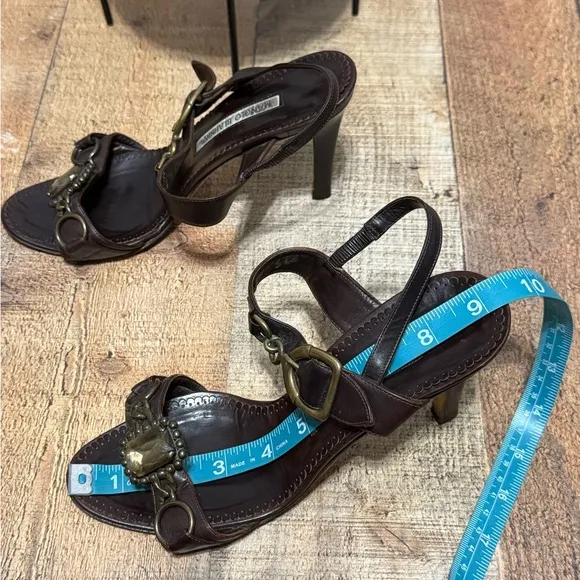 Manolo Blahnik brown leather high heel sandals