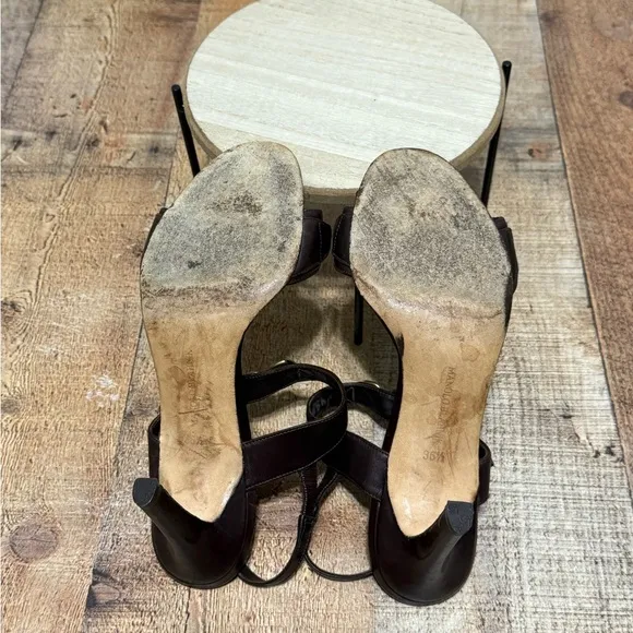 Manolo Blahnik brown leather high heel sandals